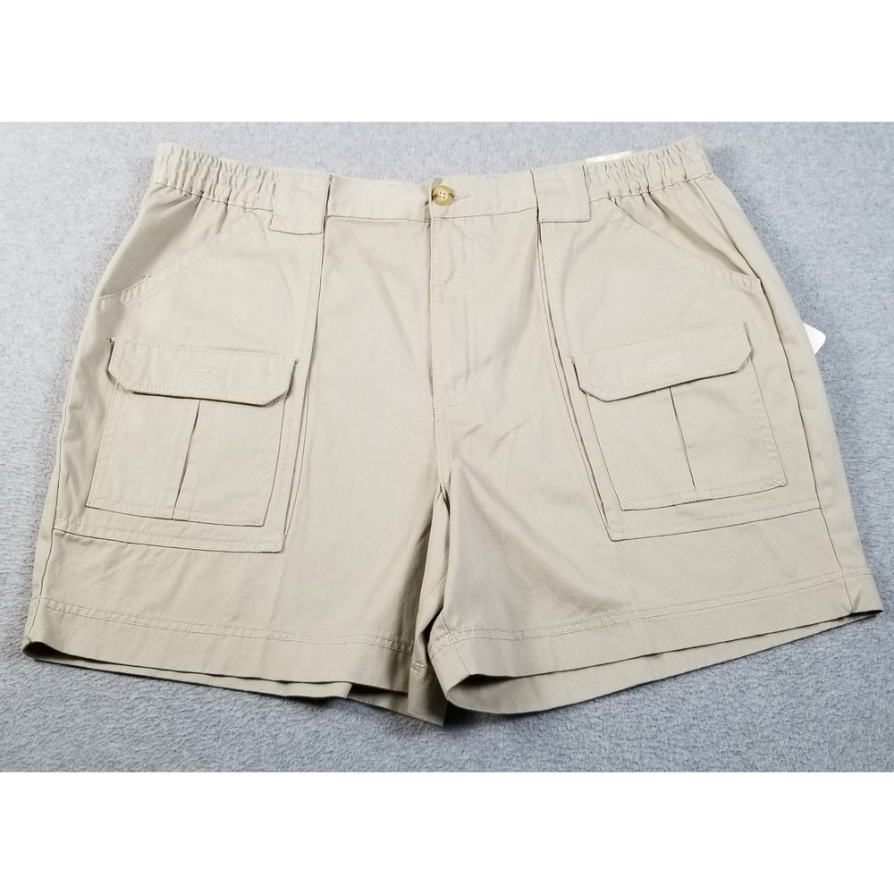 Outdoor‎ Life Cargo Shorts Mens 40 Khaki Tan Cotton Elastic Waist Casual Utility